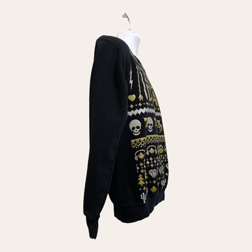 Zeds Dead Graphic Sweatshirt Woman Small Black Holiday Electronic Music Crewneck - Picture 3 of 9
